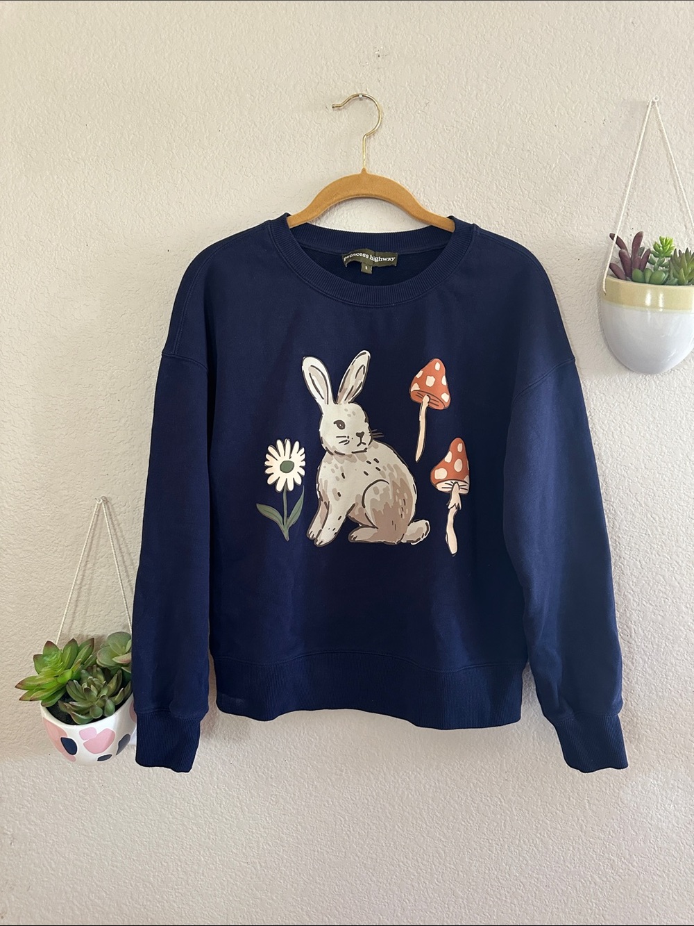 Princess Highway ModCloth Cottagecore Bunny Mushroom Woodland Pullover Sweater